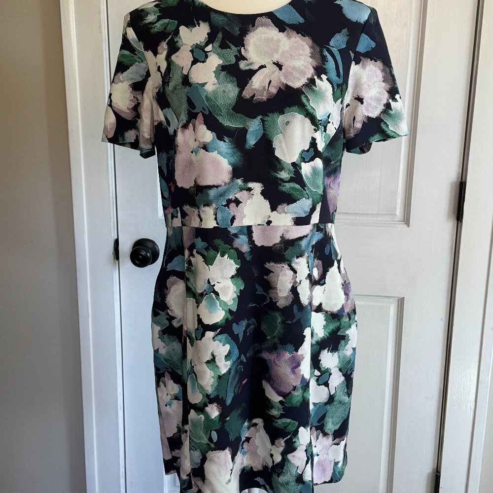 French Connection Floral Mini Dress in Black, Green, Ivory